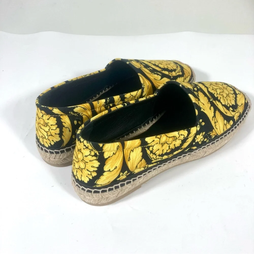 Versace Barocco Print Espadrille 37 EU Nero NEW